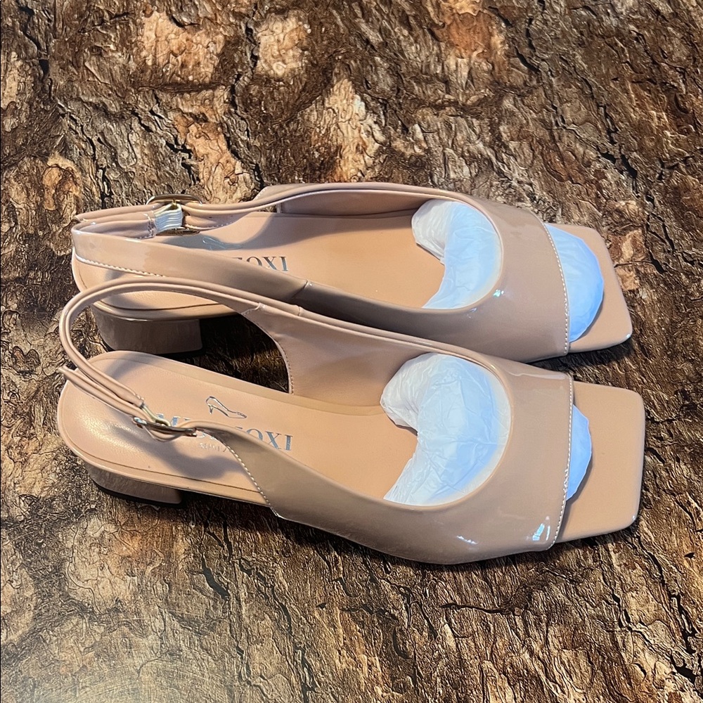 Women's Beige Slingback Flats Misezoxi size 6